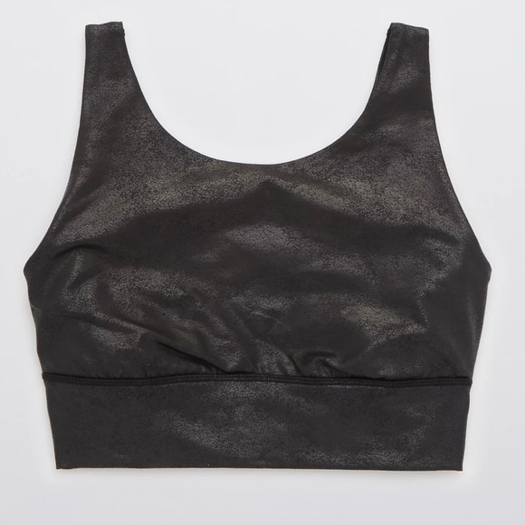 New OFFLINE By Aerie The Hugger Crackle Sports Bra in Black - Picture 3 of 6